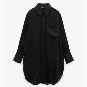 NWT Zara SemiSheer Longline Oversized Blouse